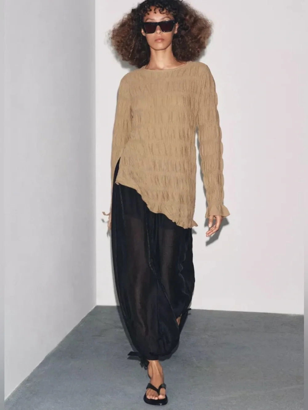 ZARA RUCHED KNIT TOP - Picture 2 of 12